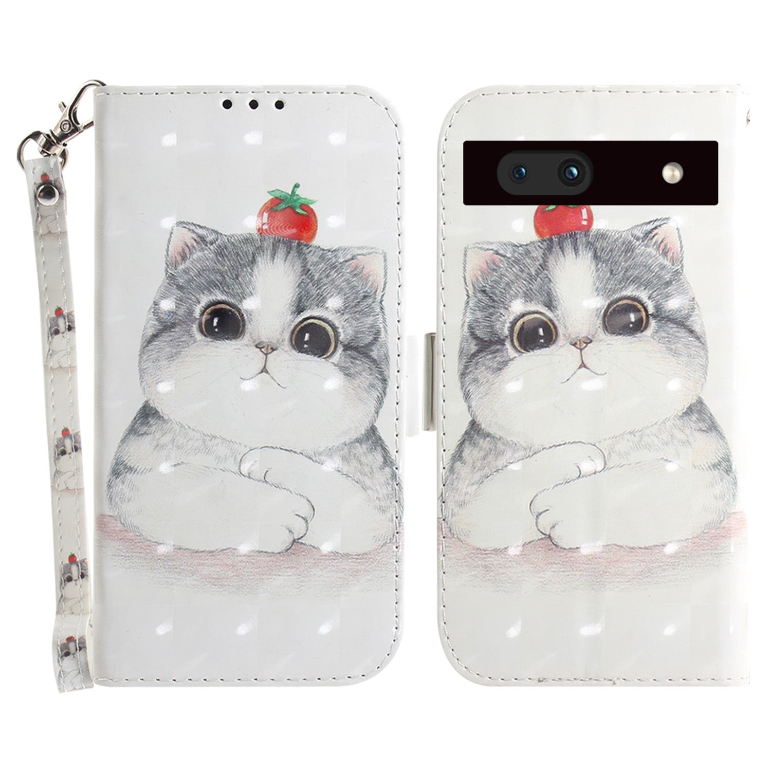 Shockproof Phone Cover Stand for Google Pixel 7a PU Leather 3D Pattern Printing Phone Flip Wallet Case with Strap Shockproof Phone Cover Stand for Google Pixel 7a PU Leather 3D Pattern Printing Phone Flip Wallet Case with Strap